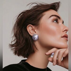 Brushed silver tone Dome Stud Earrings!